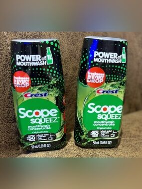 Two Bottles Crest Scope Squeez Mouthwash Concentrate - NEW
